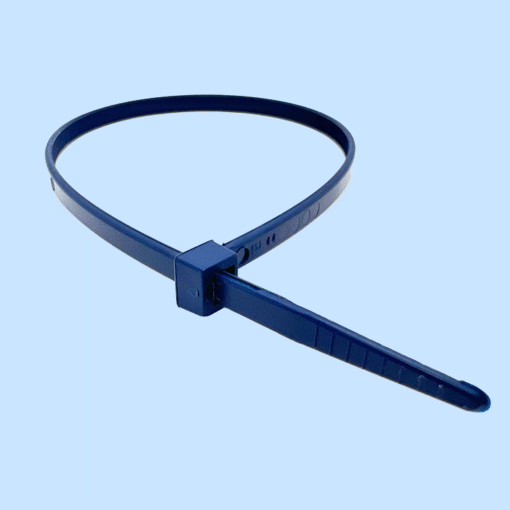 140mm long x 3.5mm wide blue metal detectable nylon cable ties (100pk)